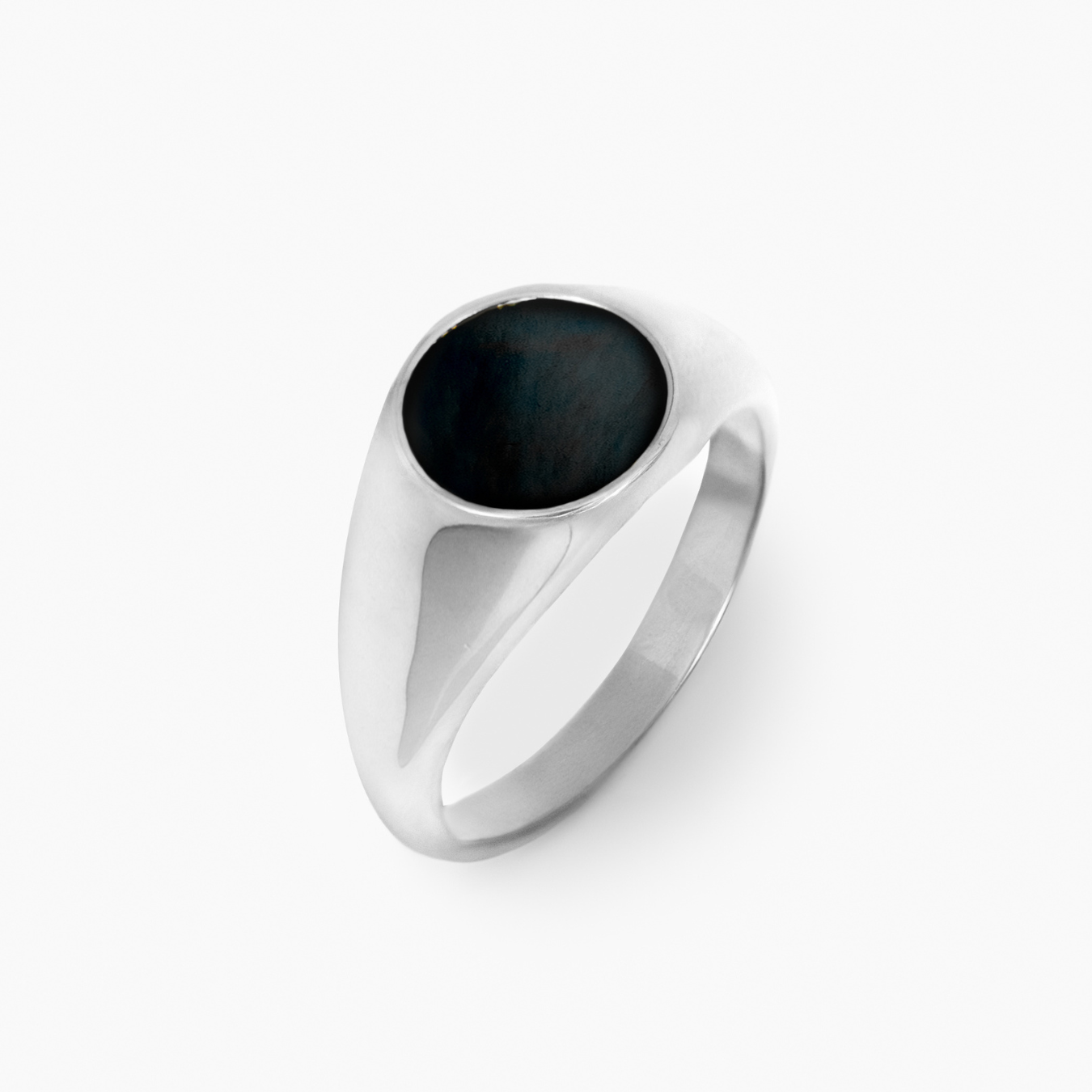 Oval Black Ring (Silver)