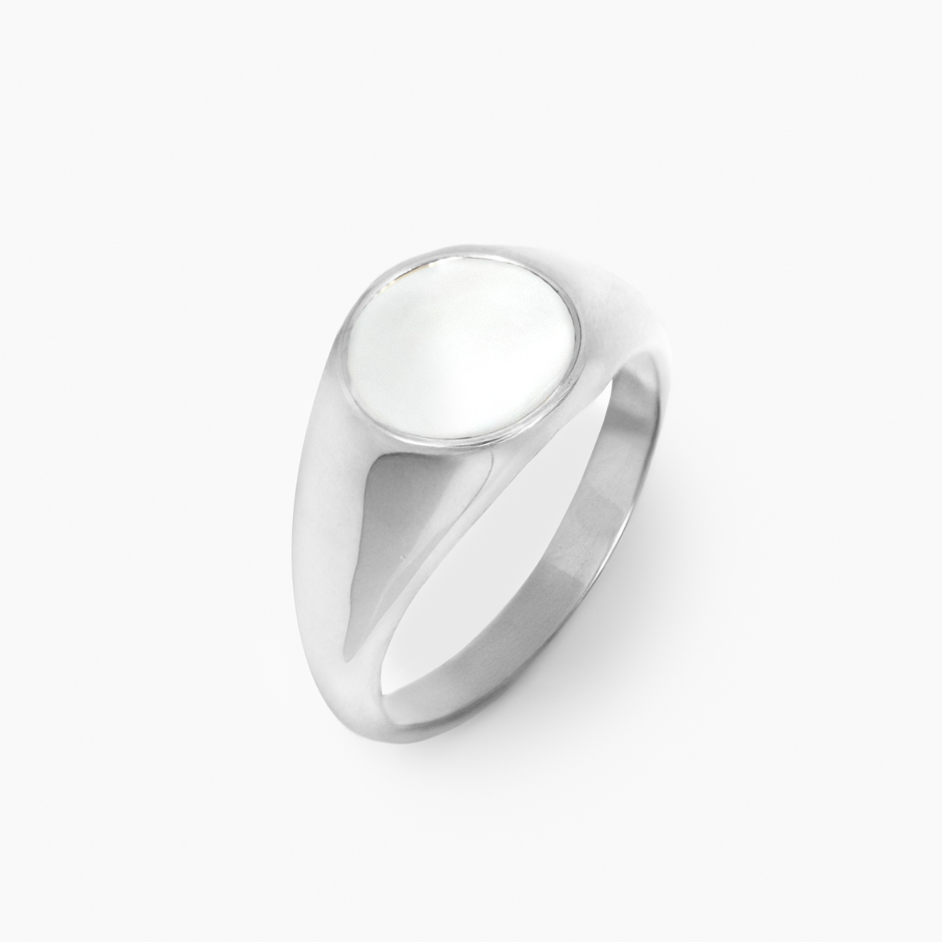 Oval White Ring (Silver)