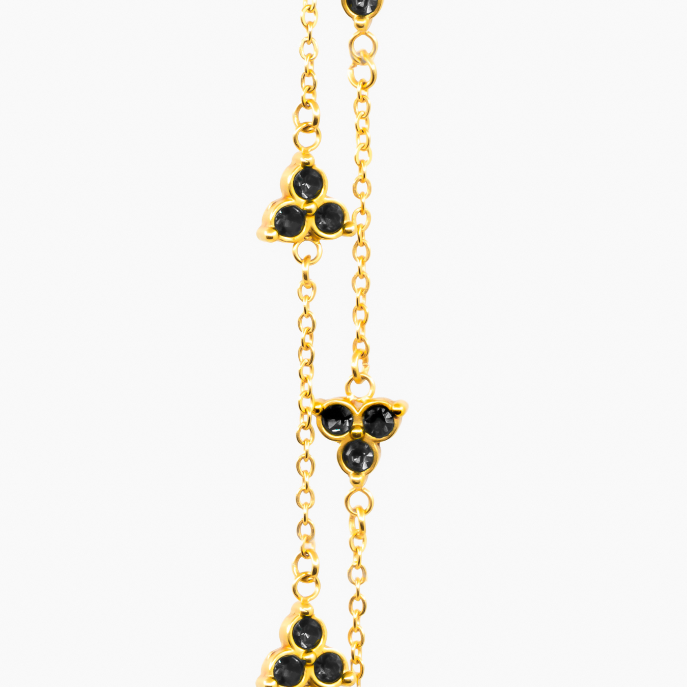 Schwarzes Kleeblatt Armband (Gold)