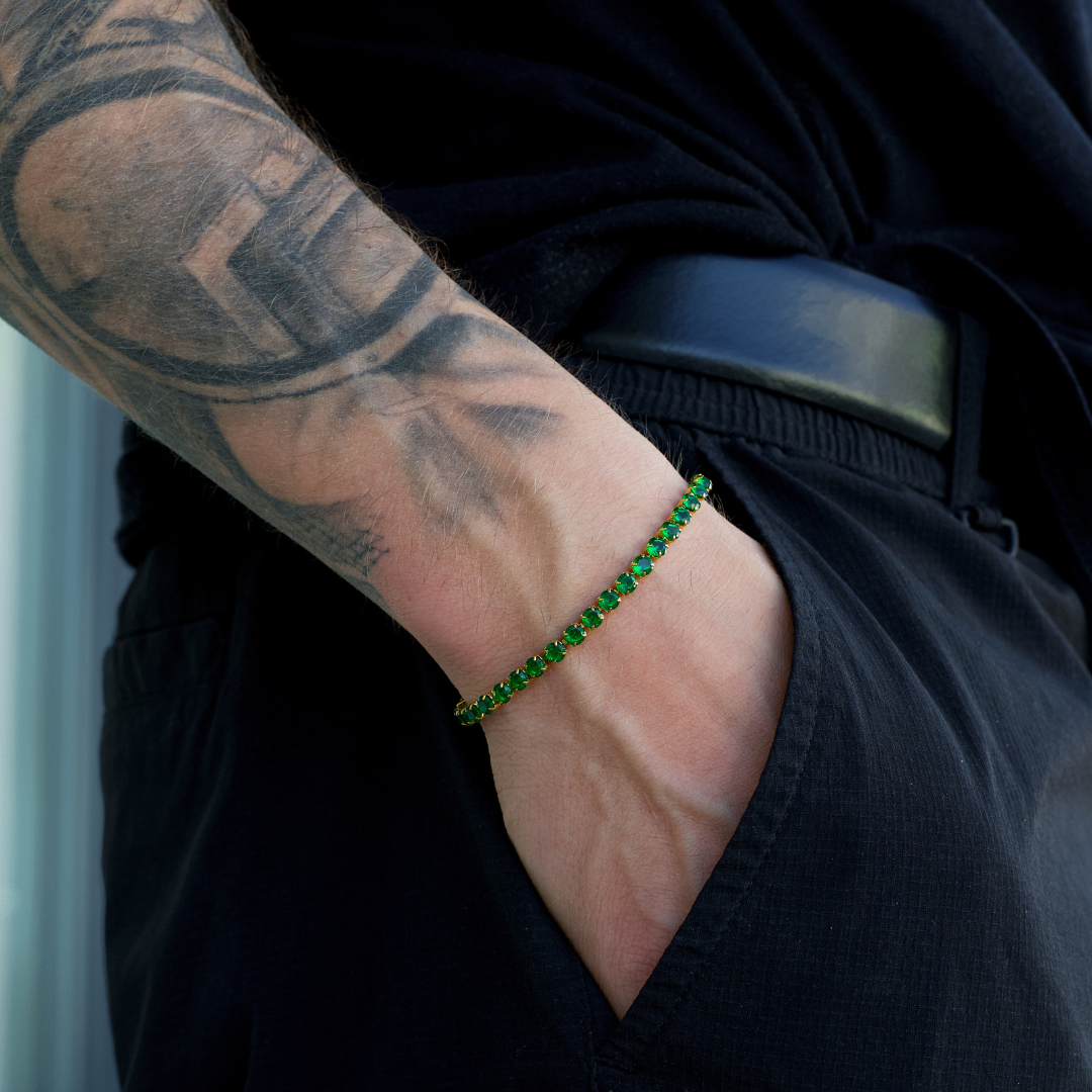 Tennis Green Bracelet (Gold)