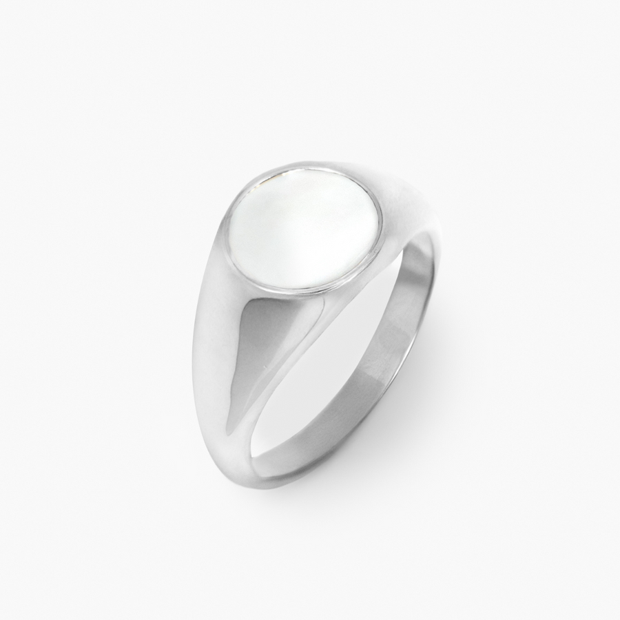Oval White Ring (Silber)