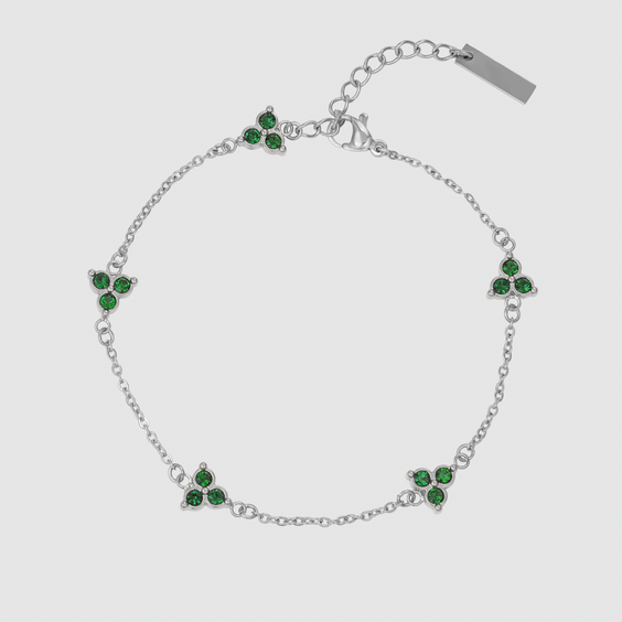 Green Clover Bracelet (Silver)