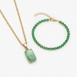 Aurora X Tennis Green Set in gold — Aurora pendant and Tennis Green bracelet