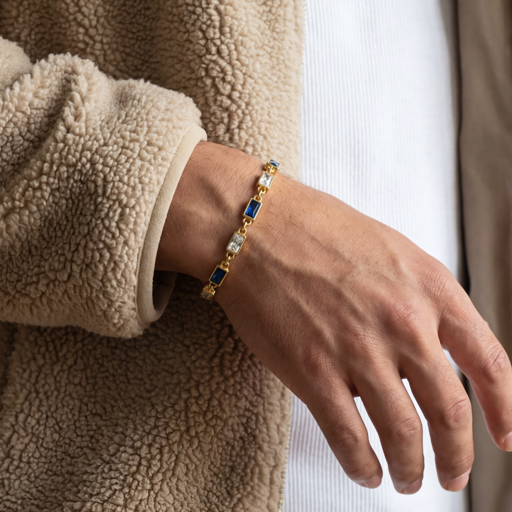 Pulsera azul celeste (oro)