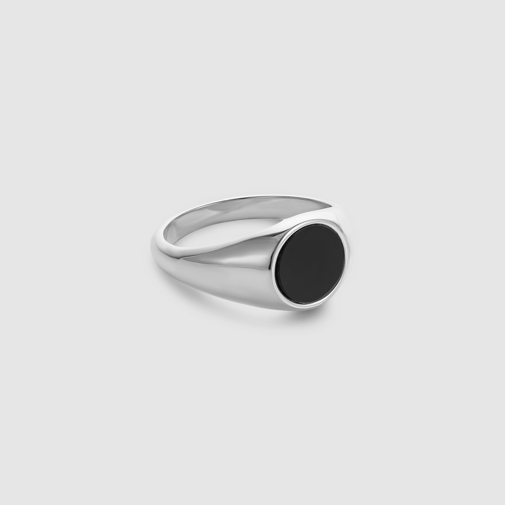 Oval Black Ring (Silber)