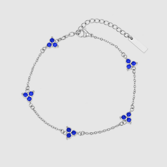 Blue Clover Bracelet (Silber)