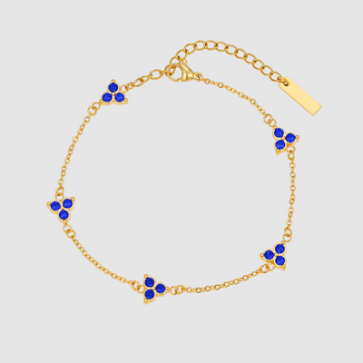 Blue Clover Bracelet (Gold)