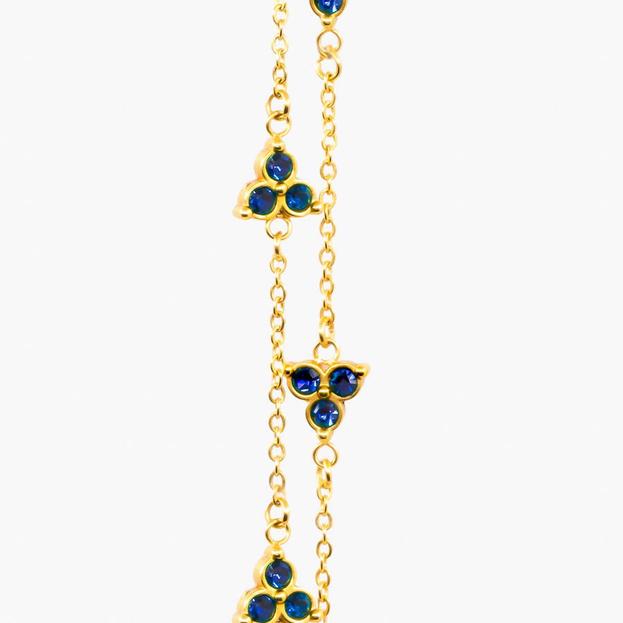 Blue Clover Bracelet (Gold)