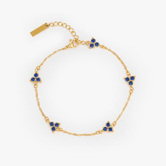 Blue Clover Bracelet (Gold)