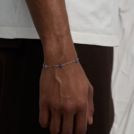 Blue Clover Bracelet (Silber)