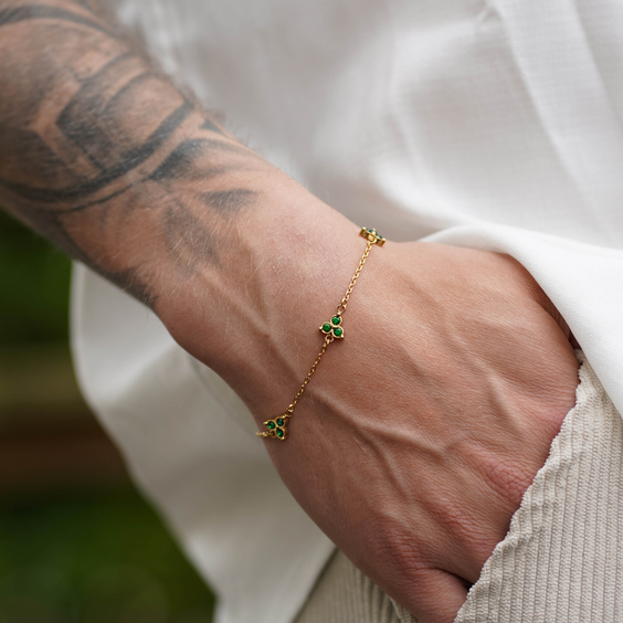 Green Clover Bracelet (Gold)