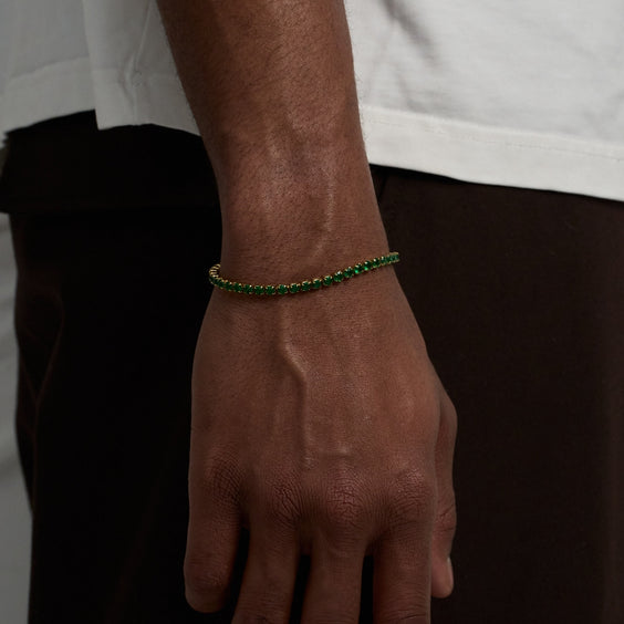Tennis Green Bracelet (Gold)