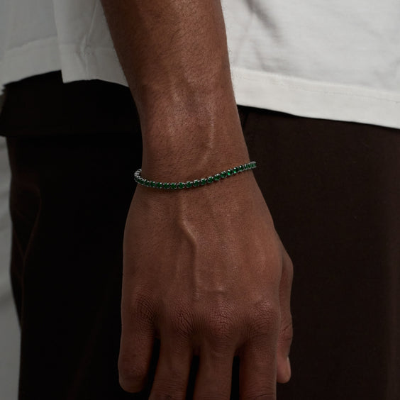 Tennis Green Bracelet (Silber)