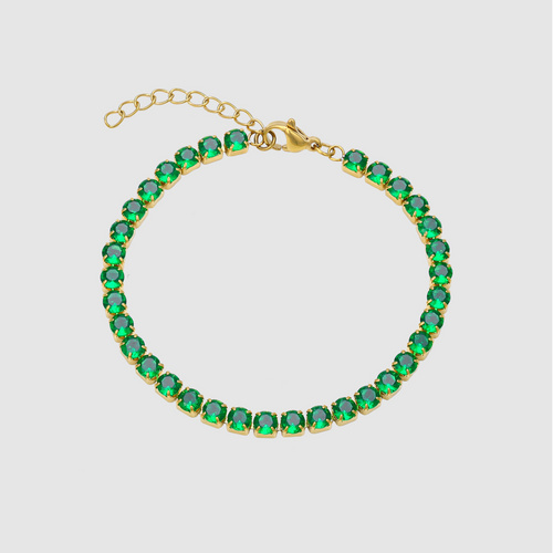 Tennis Green Bracelet (Gold)