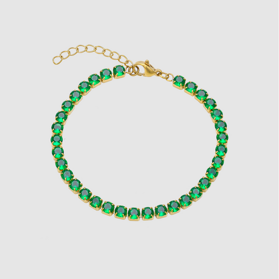 Tennis Green Bracelet (Gold)