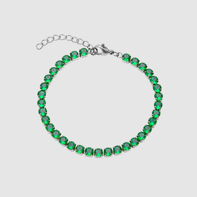 Tennis Green Bracelet (Silber)