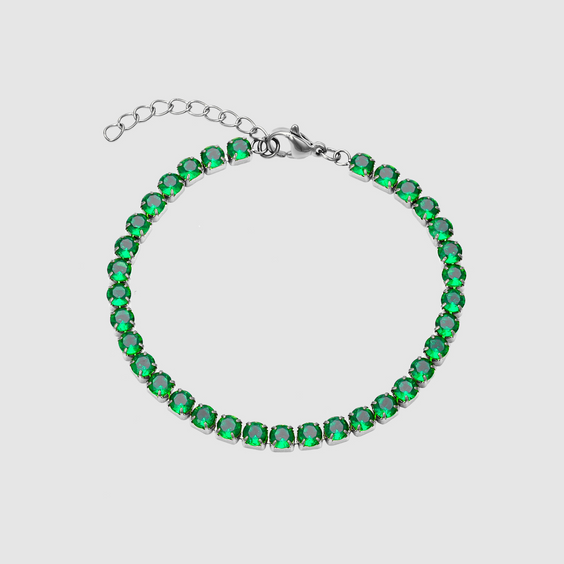 Tennis Green Bracelet (Silber)