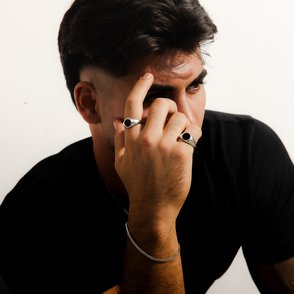 Oval Black Ring (Silber)