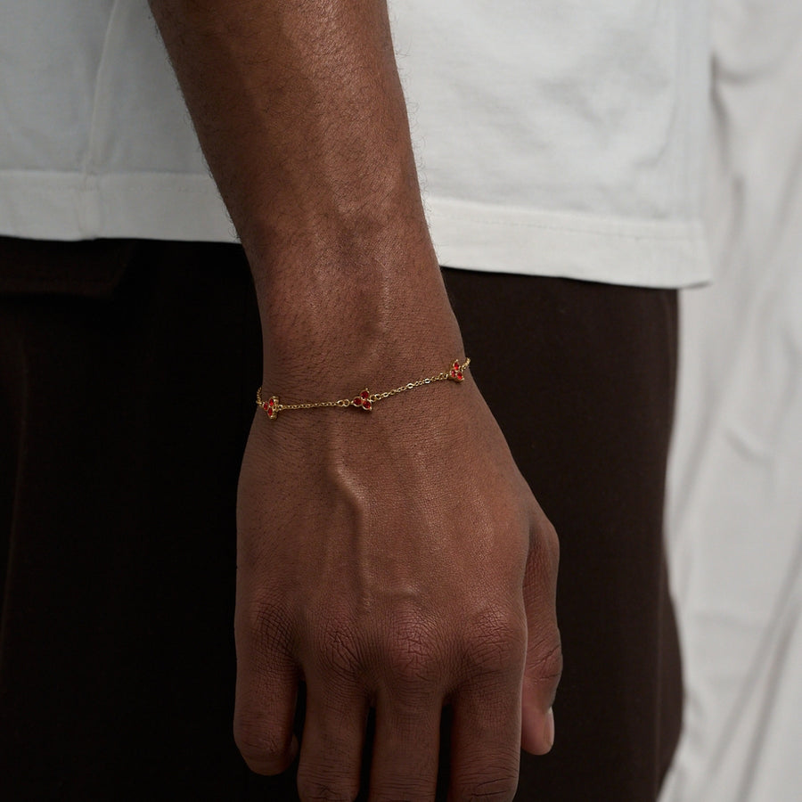 Red Clover Bracelet (Gold)