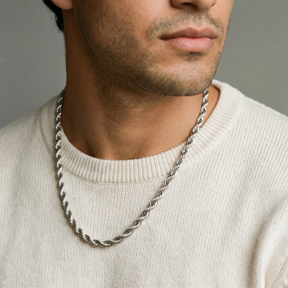 Back Rope Chain Silver Silver Rope Chain 5MM – Essence Amsterdam