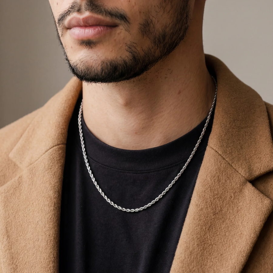 Back Rope Chain Silver Rope Chain (Silver) 3MM – Essence Amsterdam