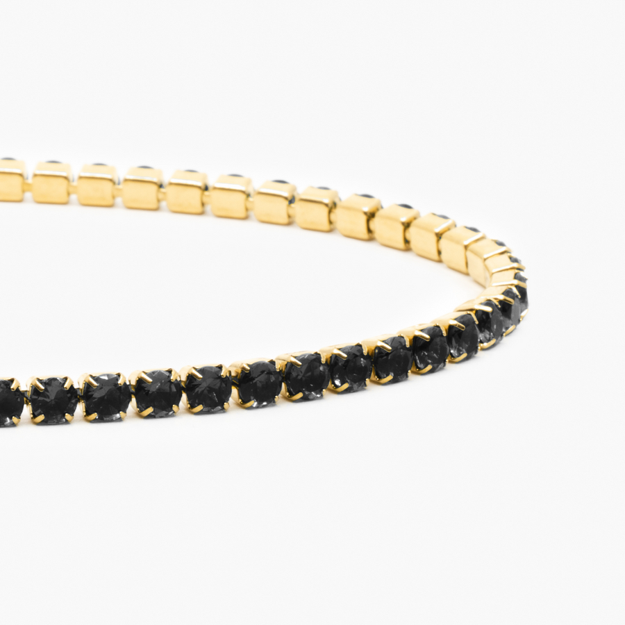 Tennis Black Bracelet (Gold)