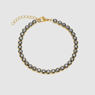 Tennis Black Bracelet (Gold)