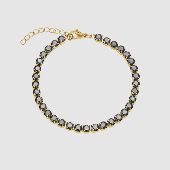 Tennis Black Bracelet (Gold)