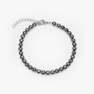 Tennis Black Bracelet (Silver)