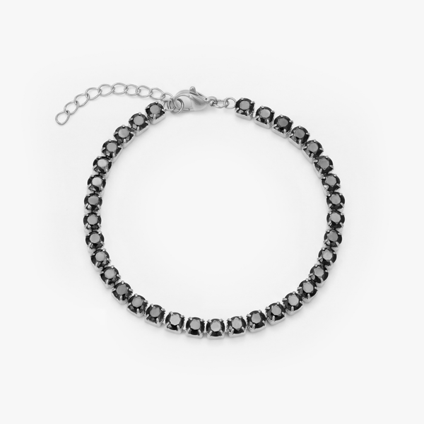 Tennis Black Bracelet (Silver)