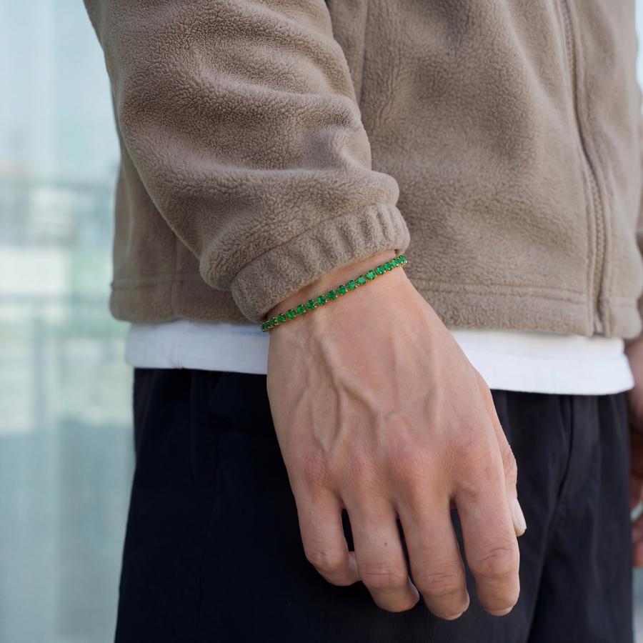 Tennis Green Bracelet (Gold)