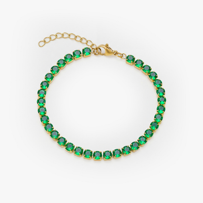 Tennis Green Bracelet (Gold)