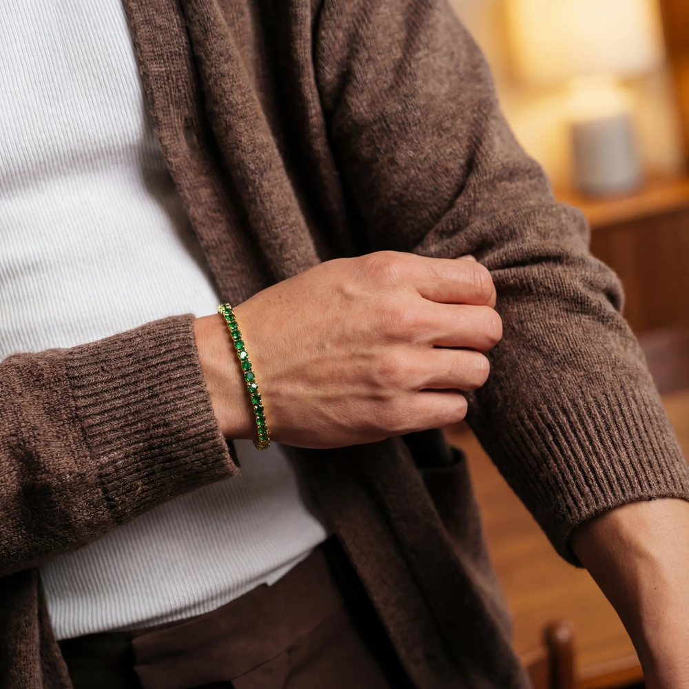 Tennis Green Bracelet (Goud)