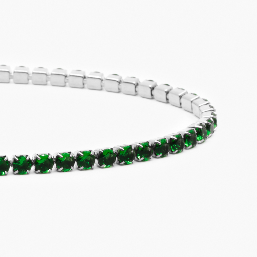 Tennis Green Bracelet (Silver)