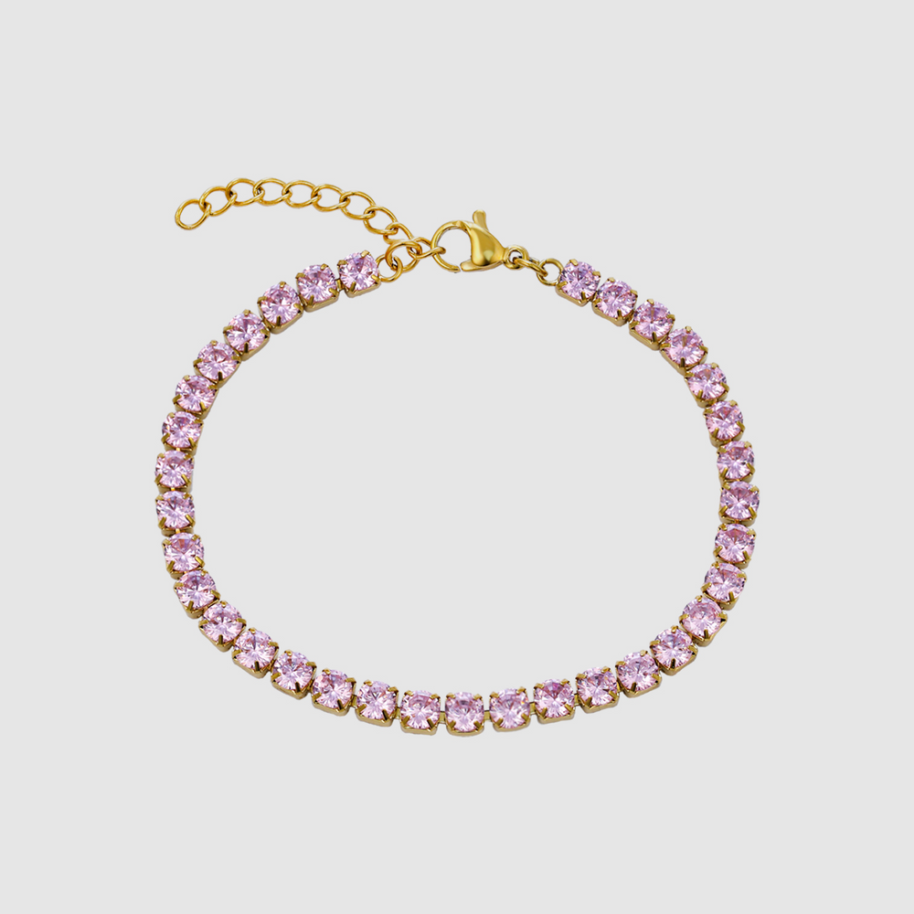Tennis Pink Bracelet (Gold)