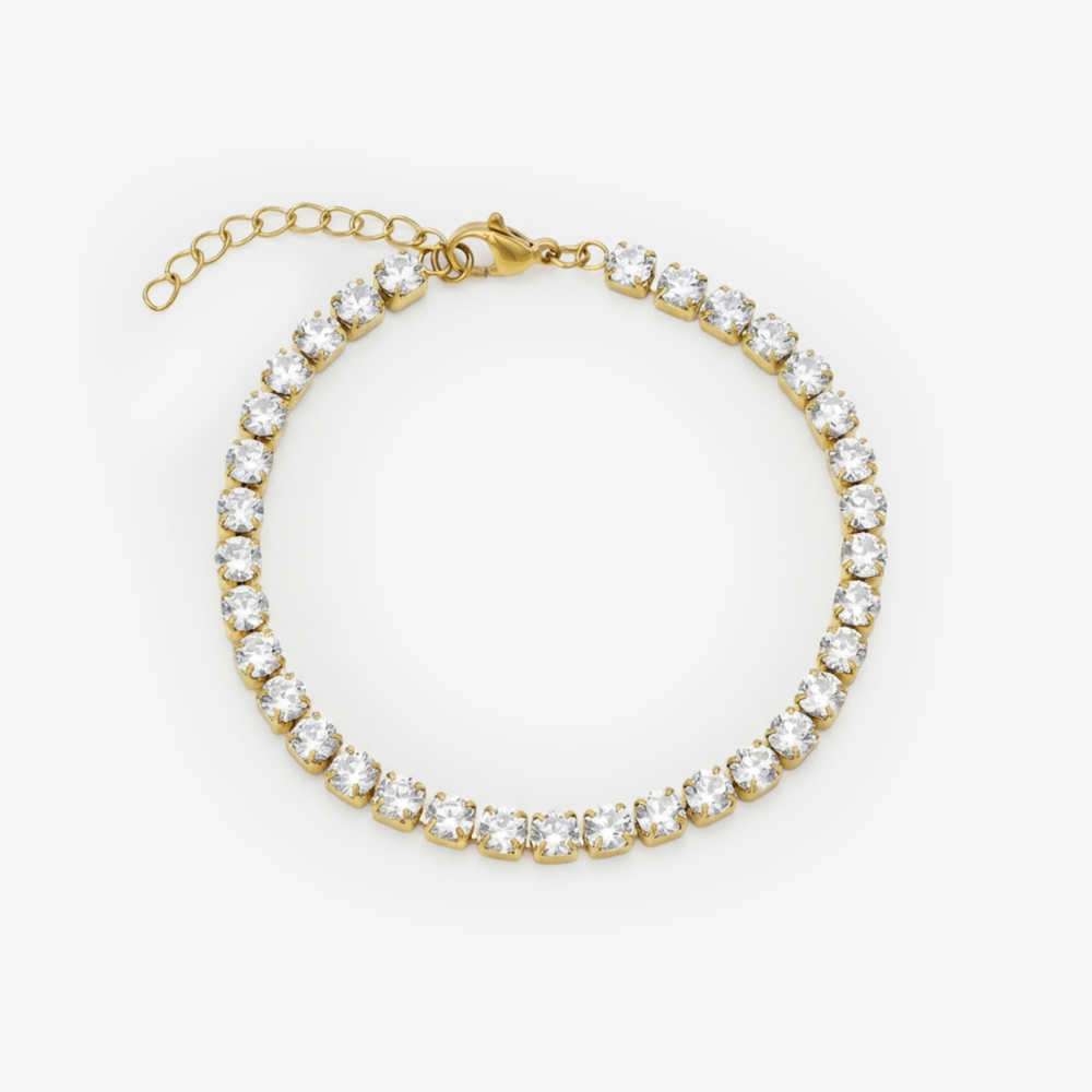 Tennis White Bracelet (Goud)