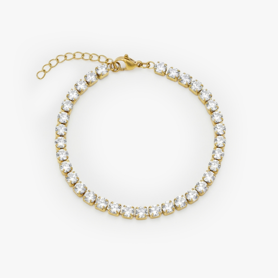 Tennis White Bracelet (Goud)