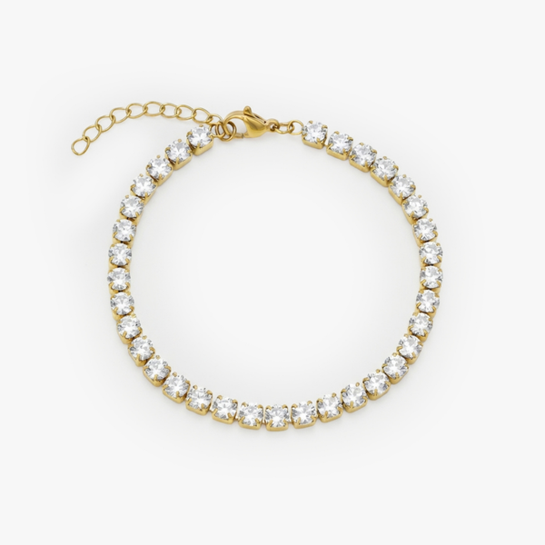 Tennis White Bracelet (Gold)