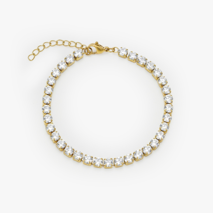 Tennis White Bracelet (Gold)