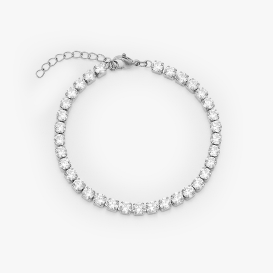 Tennis White Bracelet (Silver)