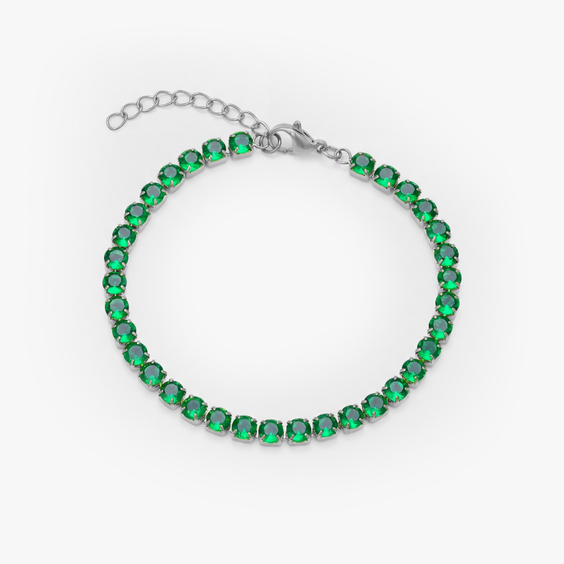 Tennis Green Bracelet (Silver)