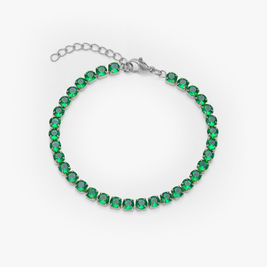 Tennis Green Bracelet (Silver)