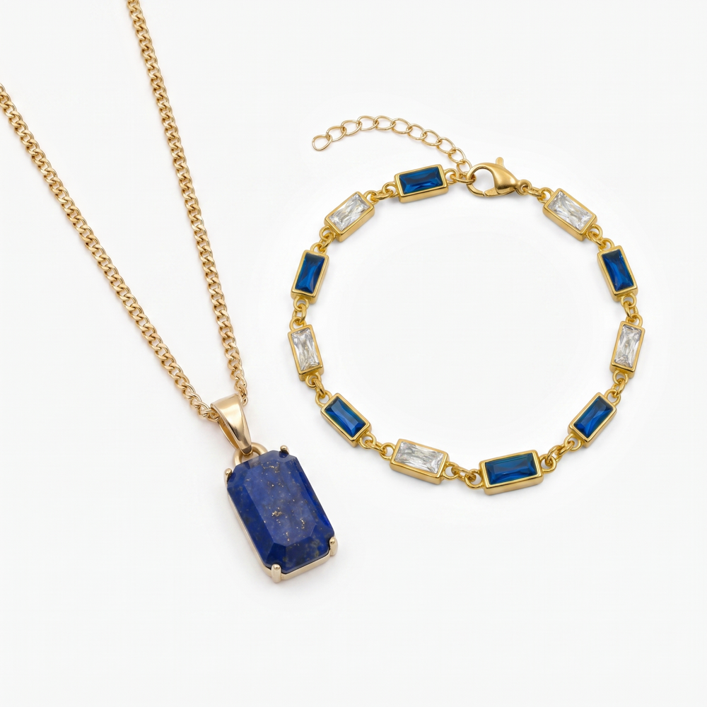 Ultramarine X Azure Set in gold — Ultramarine pendant and Azure bracelet