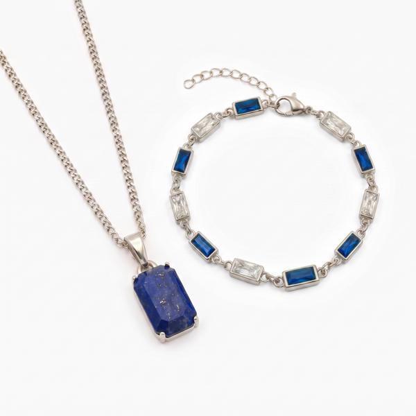 Ultramarine X Azure Set in silver — Ultramarine pendant and Azure bracelet