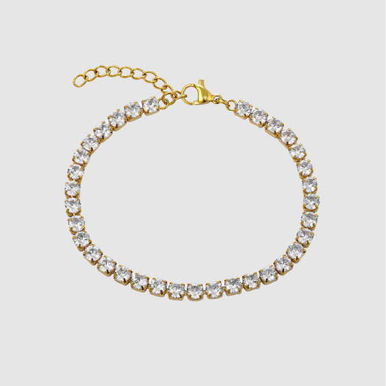 Tennis White Bracelet (Gold)
