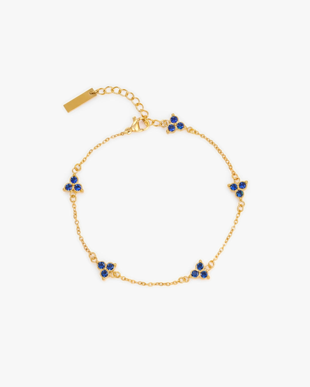 Blue Clover Bracelet (Gold)