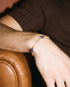 Blue Clover Bracelet (Gold), worn