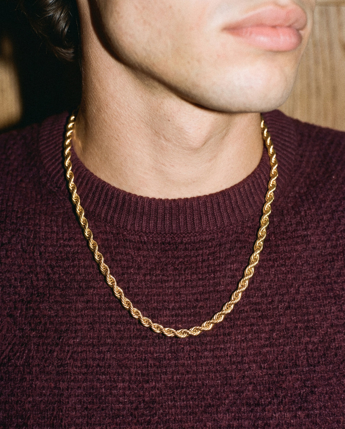 Rope Chain (Gold) 5MM, worn