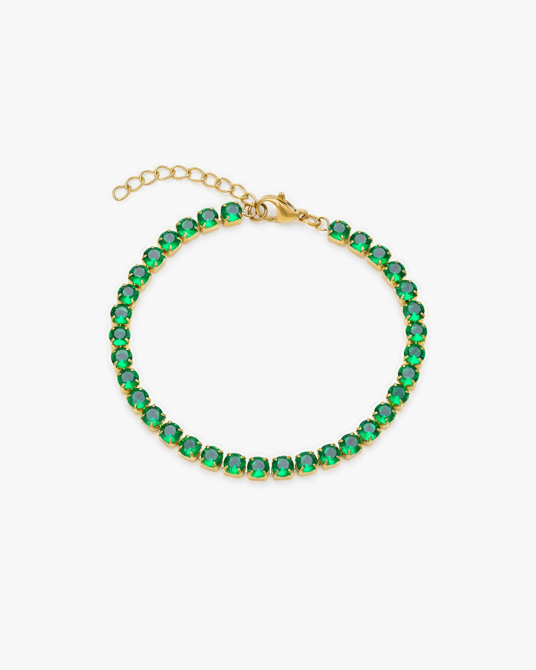 Tennis Green Bracelet (Gold)