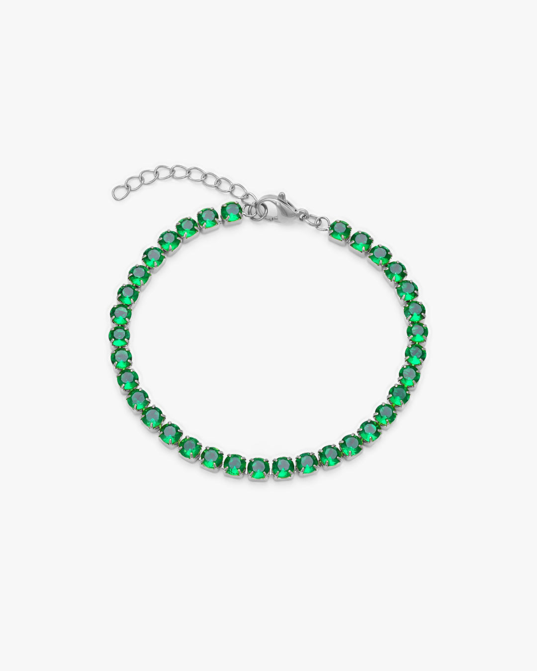 Tennis Green Bracelet (Silver)